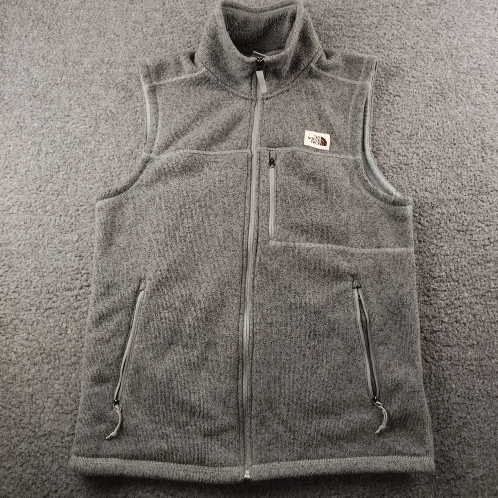 The North Face Vest Mens Medium Gordon Lyons Gray Fleece Full Zip EUC